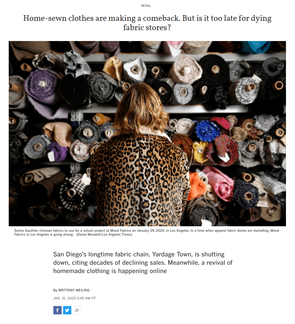 ENTERPRISE CLIP: Home-sewn clothes are making a comeback. But is it too late for dying fabric&nbsp;stores?